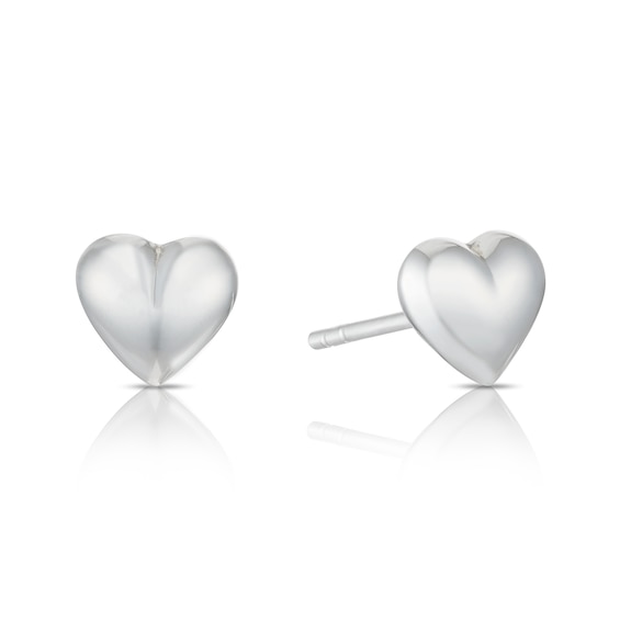 Sterling Silver Polished Heart Stud Earrings