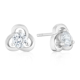 Sterling Silver Cubic Zirconia Knot Stud Earrings