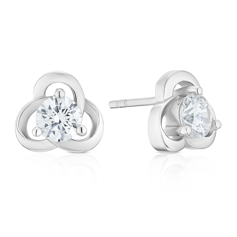 Main Image 1 of Sterling Silver Cubic Zirconia Knot Stud Earrings