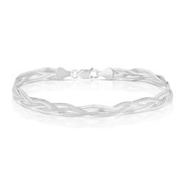Sterling Silver 7.5" Braided Herringbone Chain Bracelet