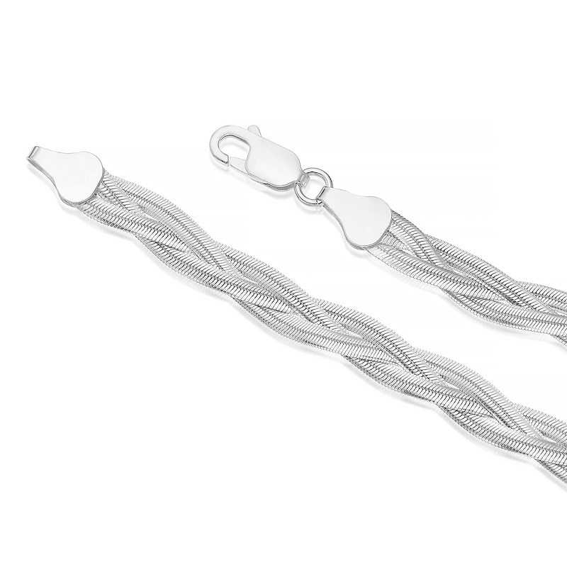 Main Image 3 of Sterling Silver 7.5" Braided Herringbone Chain Bracelet