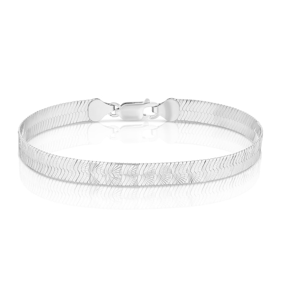 Sterling Silver 7.5 Flat Diamond Cut Herringbone Bracelet