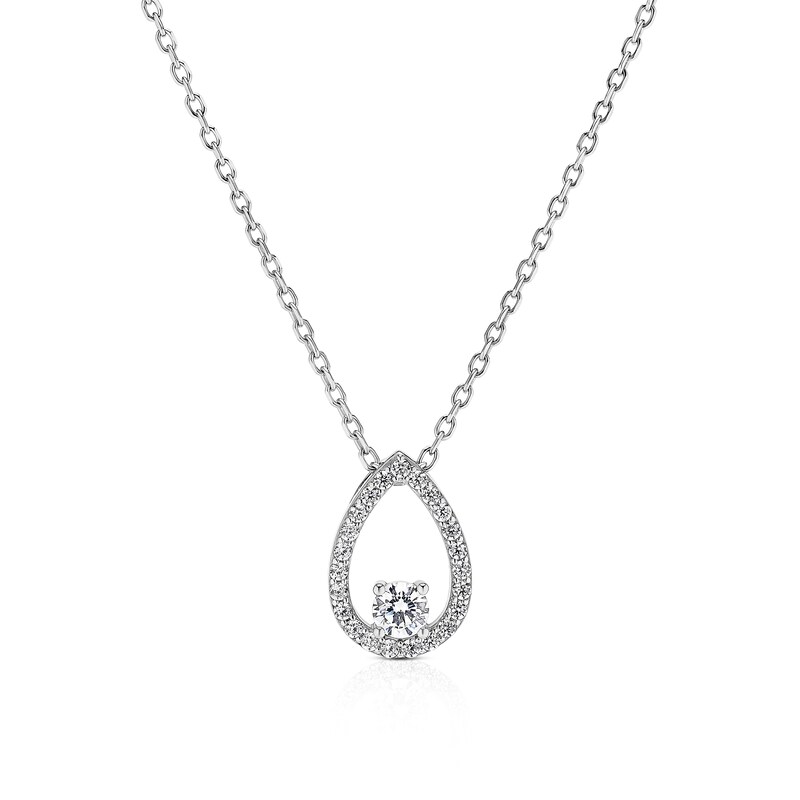 Main Image 1 of Sterling Silver 17+1" Open Teardrop Cubic Zirconia Pendant