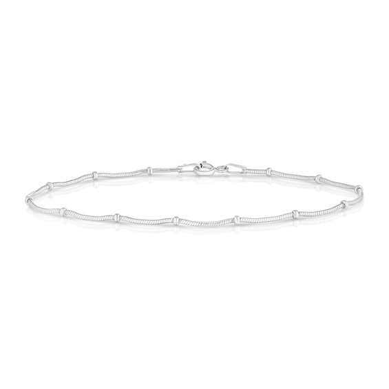Sterling Silver 7 Balls Station Snake Bracelet