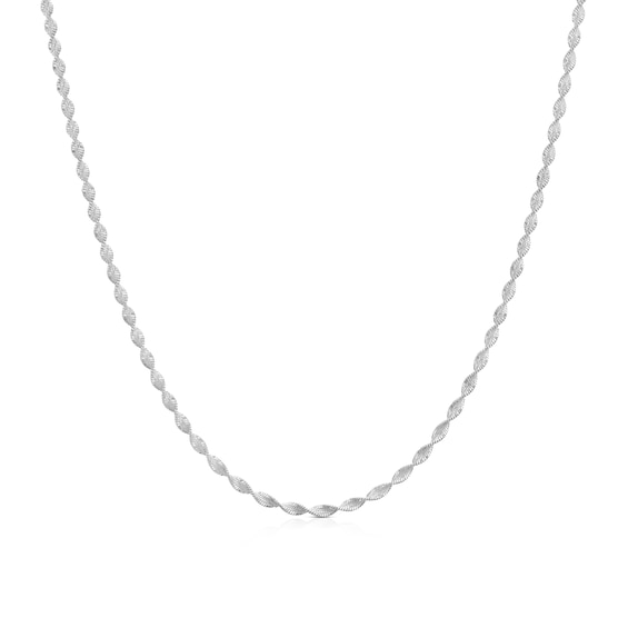 Sterling Silver 17.5+2 Sparkly Twist Necklace