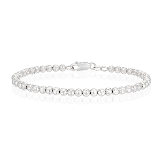 Sterling Silver Diamond Cut Beaded Ball Bracelet