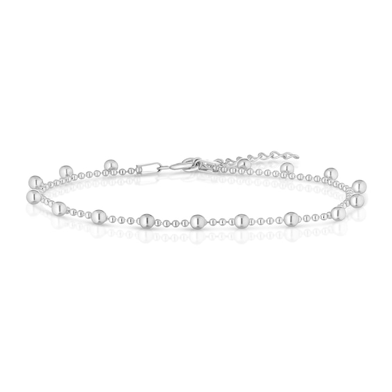 Sterling Silver 6.5+1 Multi Polished Ball Drop Bracelet