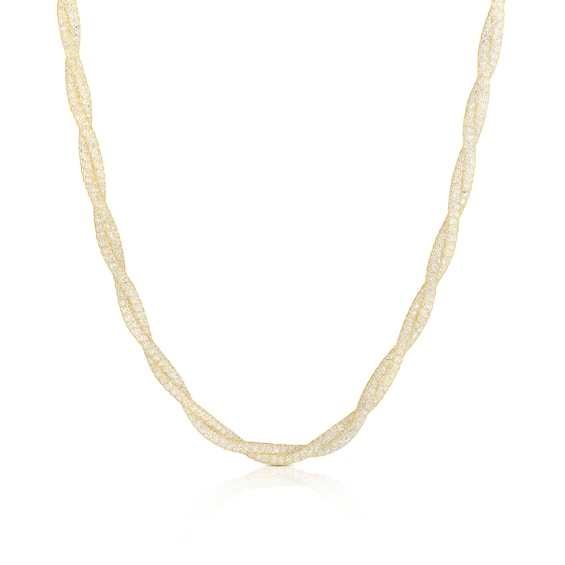 9ct Yellow Gold 18 Twist Cubic Zirconia Necklace
