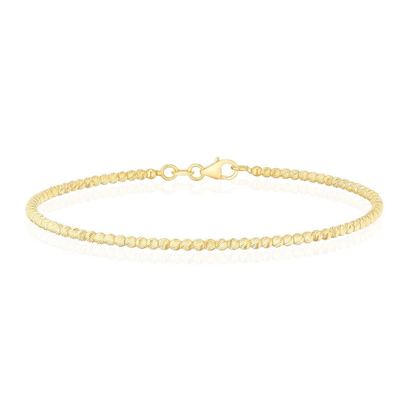 Main Image 1 of 9ct Yellow Gold Mini Diamond Cut Bead Flexi Bracelet