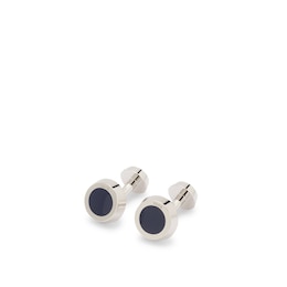 BOSS Silver Tone Brass & Blue Enamel Round Cufflinks