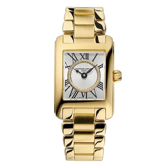 Women's Frederique Constant Carree Diamond Dial & Gold Tone Stainless Steel Watch
