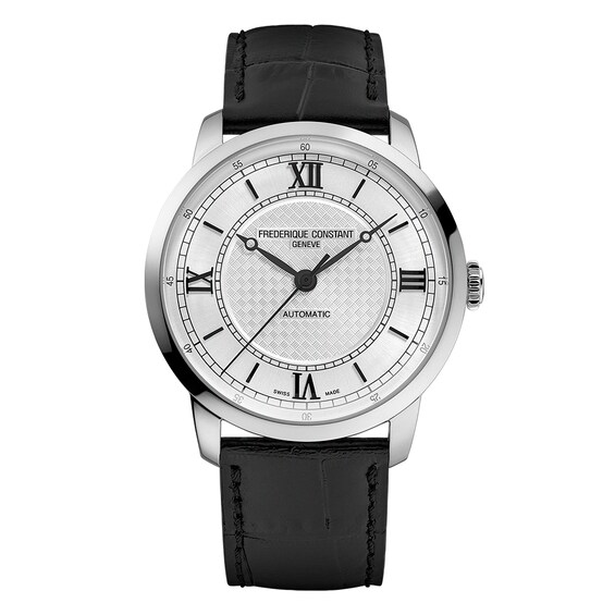 Men's Frederique Constant Classics Black Leather Strap Watch
