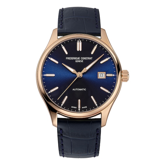 Men's Frederique Constant Classics Blue Leather Strap Watch