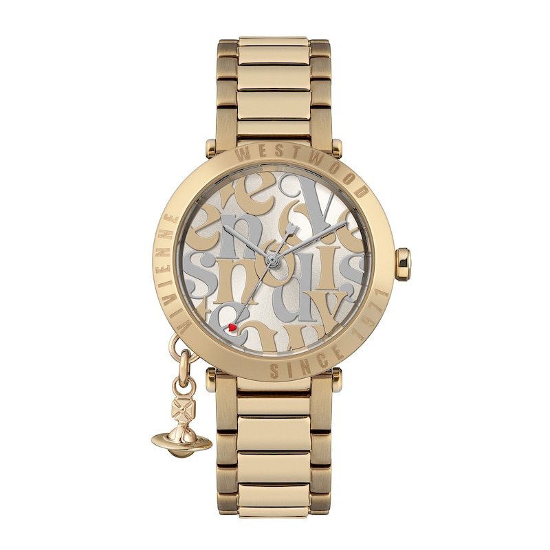 Main Image 1 of Vivienne Westwood Orb Logomania Champagne Dial Gold Tone Stainless Steel Bracelet