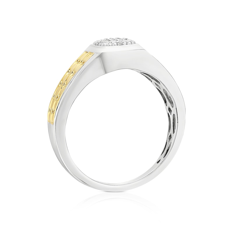 Main Image 3 of Sterling Silver & Yellow Gold Plated Diamond Signet Ring
