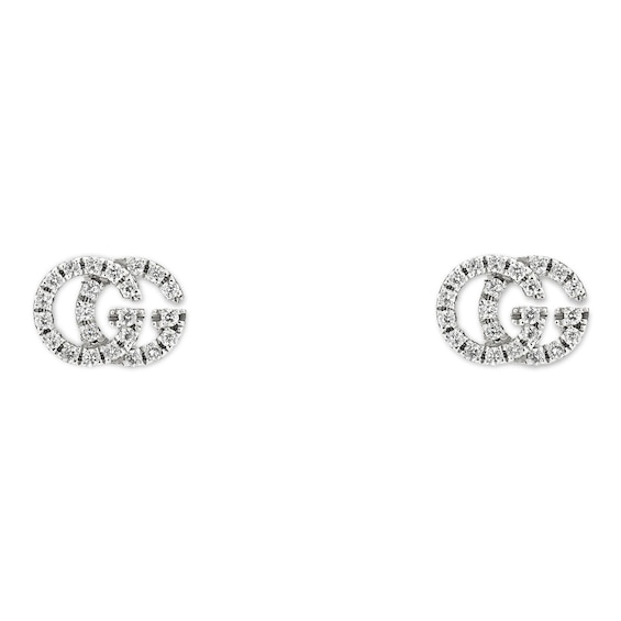 Gucci GG Running 18ct White Gold Diamond Earrings