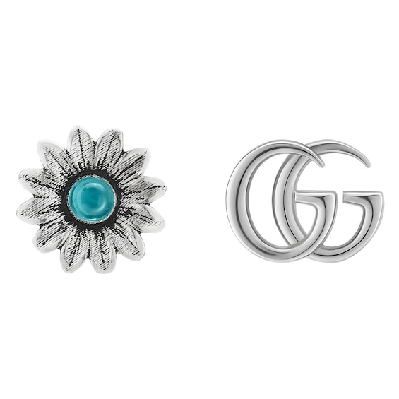 Gucci Sterling Silver Blue Topaz Flower Shaped Earrings
