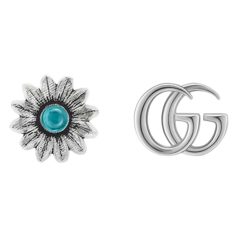 Gucci Silver Flower Blue Topaz Earrings