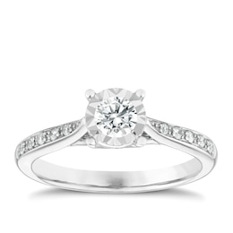 Engagement Ring 9ct White Gold 0.25ct Total Diamond Ring