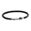 Thumbnail Image 0 of Emporio Armani Men's Black Leather 7 Inch Eagle Logo Bracelet