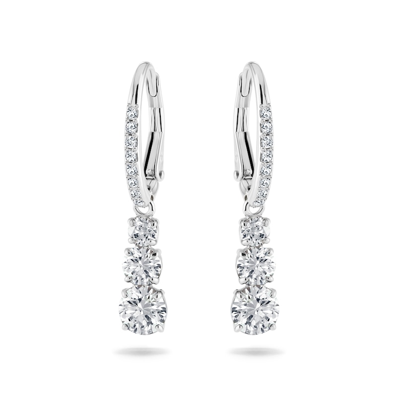 Swarvoski Ladies' Attract Trilogy Rhodium Drop Earrings