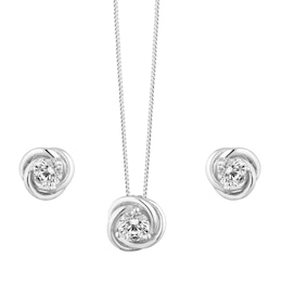 Silver Cubic Zirconia Knot Jewellery Set