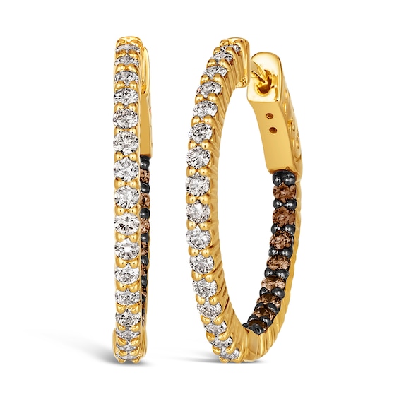 Le Vian 14ct Yellow Gold Chocolate and Nude 1ct Diamond Hoop