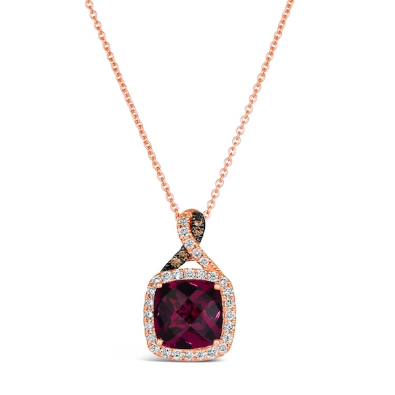 Le Vian 14ct Rose Gold 0.20ct Diamond and Raspberry Rhodolit