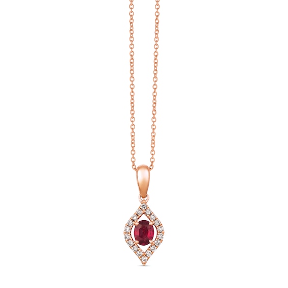 Le Vian 14ct Yellow Gold 0.15ct Diamond and Passion Ruby Oval Cut Pendant