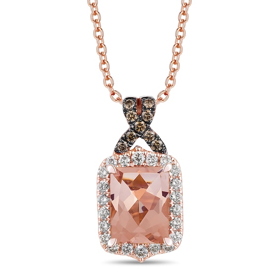 Le Vian 14ct Rose Gold 0.30ct Diamond and Peach Morganite Ha