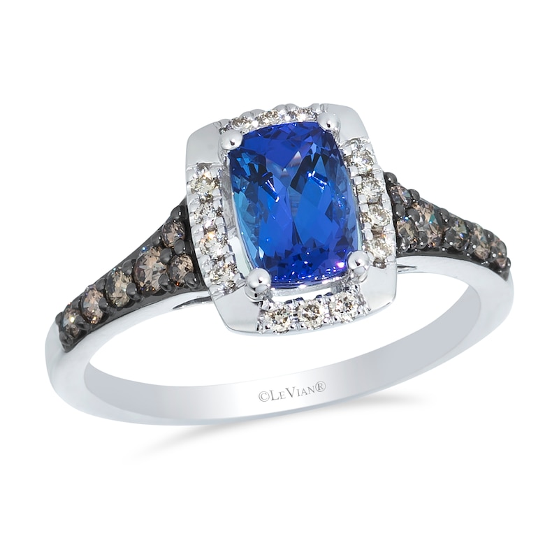 Main Image 1 of Le Vian 14ct White Gold Chocolate & Nude 0.30ct Diamond Blueberry Tanzanite Halo Ring