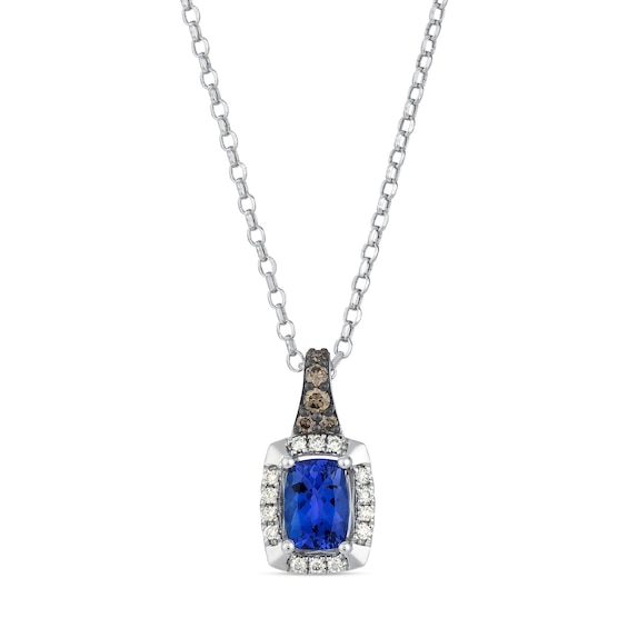 Le Vian 14ct White Gold Chocolate and Nude 0.18ct Diamond Blueberry Tanzanite Halo Pendant