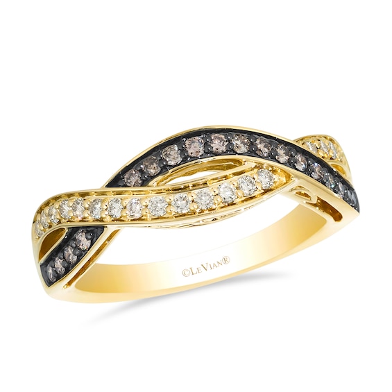 Le Vian 14ct Yellow Gold Chocolate and Nude 0.30ct Diamond Twisted Eternity Ring