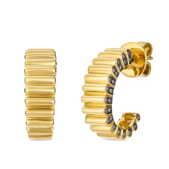 Le Vian 14ct Yellow Gold and Chocolate 0.30ct Diamond Half Hoop Earrings