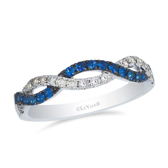 Le Vian 14ct White Gold Nude 0.20ct Diamond and Blueberry Sapphire Twisted Eternity Ring