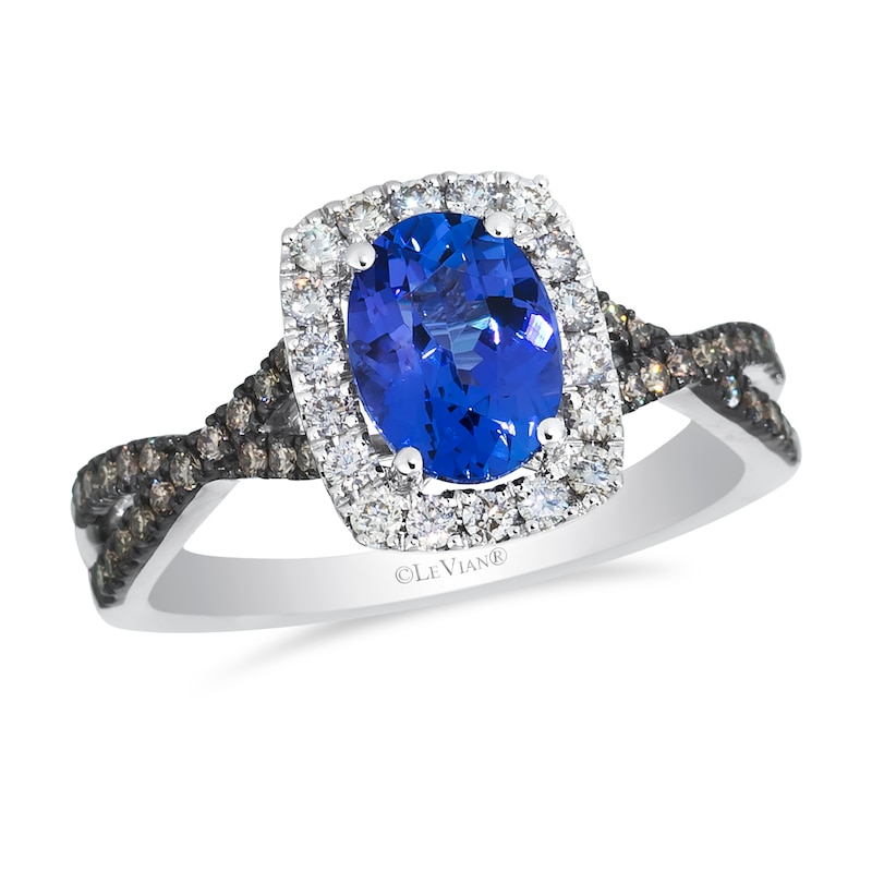 Main Image 1 of Le Vian  14ct White Gold Nude Chocolate 0.40ct Diamond & Blueberry Tanzanite Halo Ring
