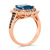 Thumbnail Image 2 of Le Vian 14ct Rose Gold 0.60ct Diamond & Deep Sea Blue Topaz Emerald Shaped Halo Ring