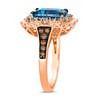 Thumbnail Image 3 of Le Vian 14ct Rose Gold 0.60ct Diamond & Deep Sea Blue Topaz Emerald Shaped Halo Ring
