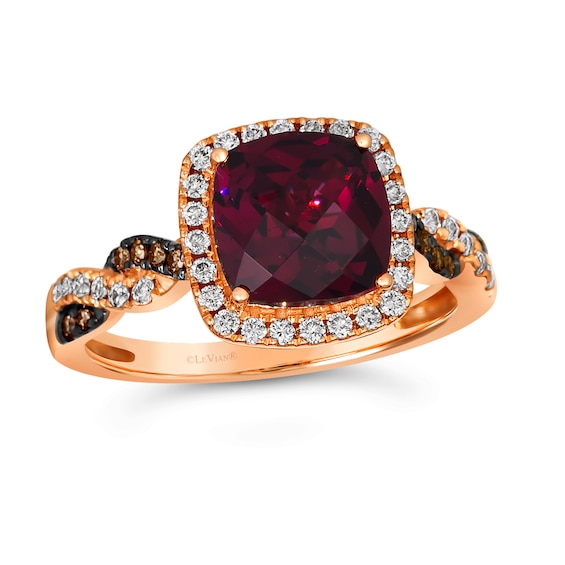 Le Vian 14ct Rose Gold 0.30ct Diamond and Raspberry Rhodolit