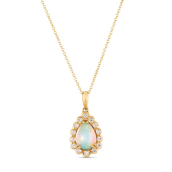 Le Vian 14ct Yellow Gold 0.30ct Diamond and Neopolitan Opal Pear Shaped Pendant
