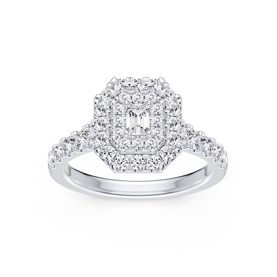 Engagement Ring Platinum Emerald Cut 1ct Diamond Ring