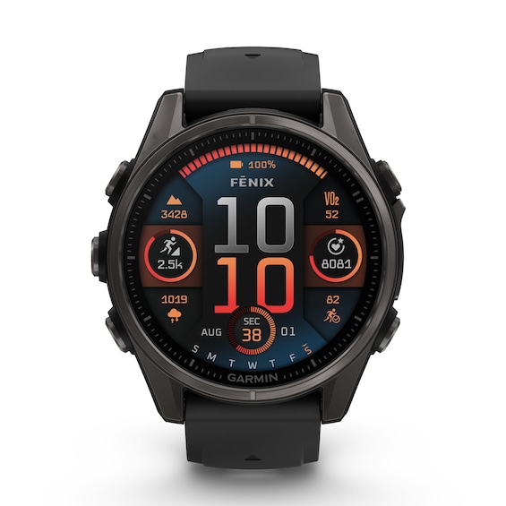 Garmin Fenix 8 43mm Carbon Grey Titanium and Black Silicone 