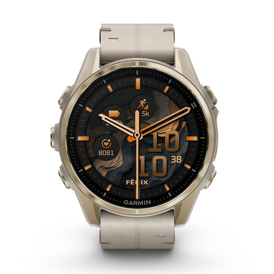 Garmin Fenix 8 43 mm Gold Tone and Limestone Leather Smartwa