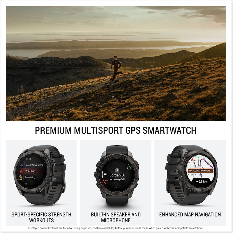 Main Image 2 of Garmin Fenix 8  51mm Titanium & Orange Silicone Strap Smartwatch