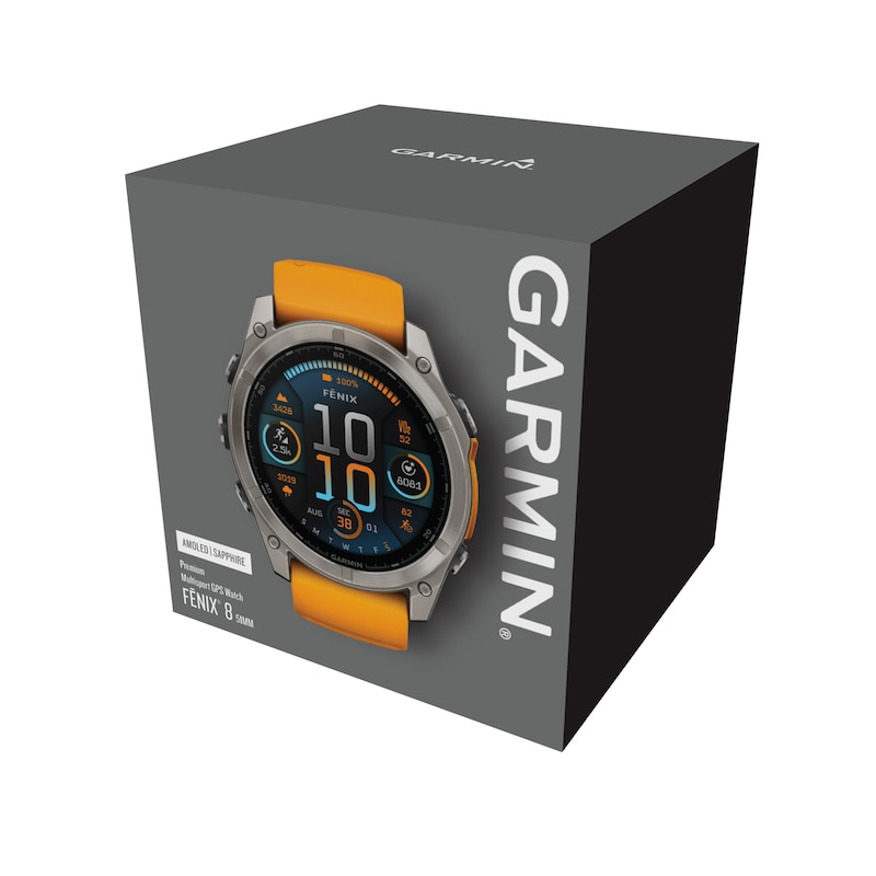 Main Image 9 of Garmin Fenix 8  51mm Titanium & Orange Silicone Strap Smartwatch