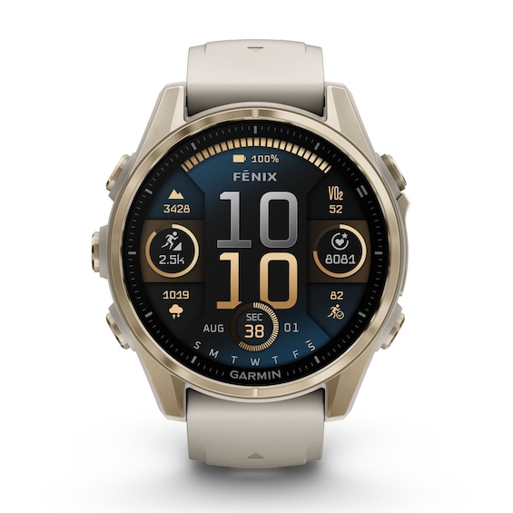 Garmin Fenix 8 43mm Gold Tone and Sandstone Silicone Strap S