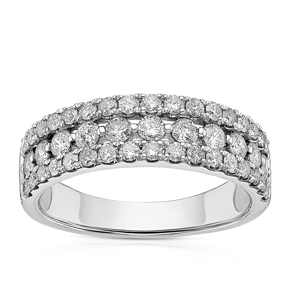 Platinum Round Three Row Eternity 1ct Diamond Ring