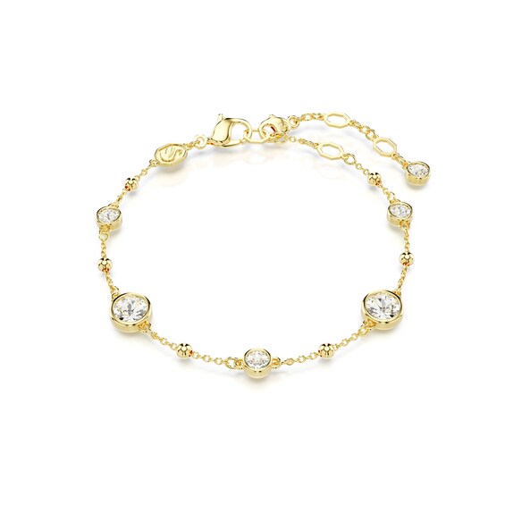 Swarovski Imber Gold Tone 6.1+2 Zirconia and Crystal Bezel Set Station Bracelet