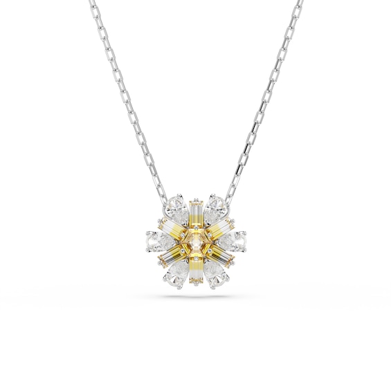 Women's Swarovski Idyllia Silver Tone Yellow & Clear Zirconia Flower Pendant