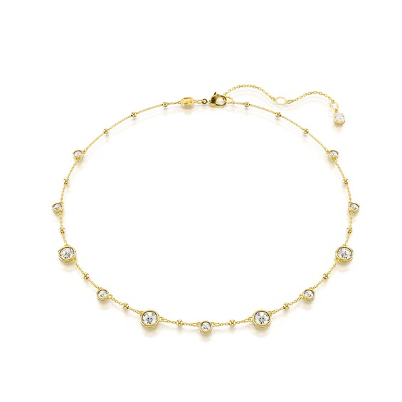 Swarovski Imber Gold Tone 15+3 Zirconia and Crystal Bezel Set Station Necklace
